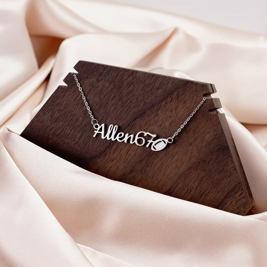 Custom Sports Necklace (Name + Number + Sport Charm)